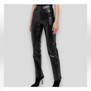 Good American Black Eel Faux Leather Pants Size 6/28